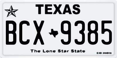 TX license plate BCX9385
