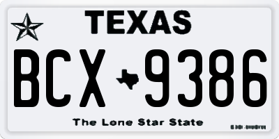 TX license plate BCX9386