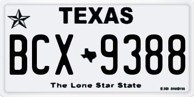 TX license plate BCX9388