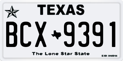 TX license plate BCX9391