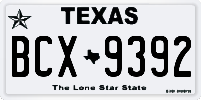 TX license plate BCX9392