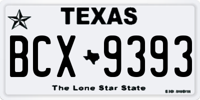 TX license plate BCX9393