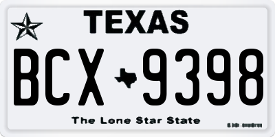 TX license plate BCX9398