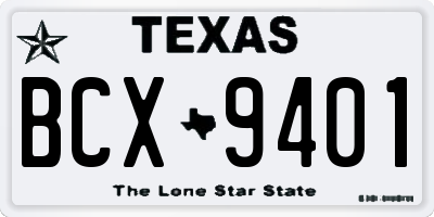 TX license plate BCX9401