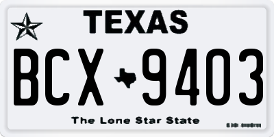 TX license plate BCX9403