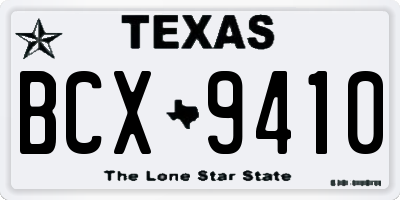 TX license plate BCX9410