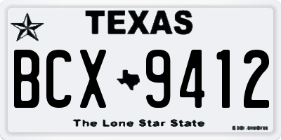 TX license plate BCX9412