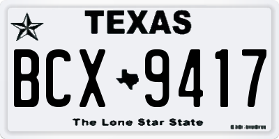 TX license plate BCX9417