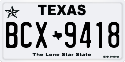TX license plate BCX9418