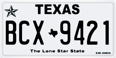 TX license plate BCX9421