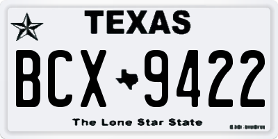 TX license plate BCX9422