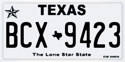 TX license plate BCX9423