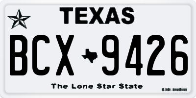 TX license plate BCX9426