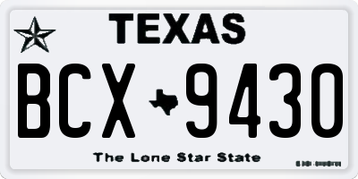 TX license plate BCX9430