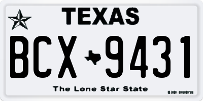 TX license plate BCX9431