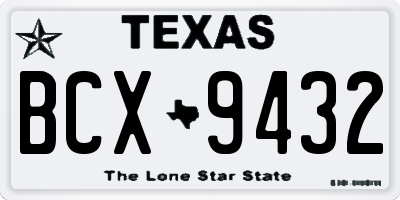 TX license plate BCX9432