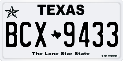 TX license plate BCX9433