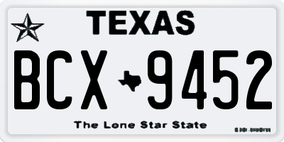 TX license plate BCX9452