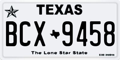 TX license plate BCX9458