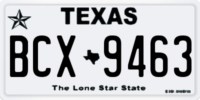 TX license plate BCX9463