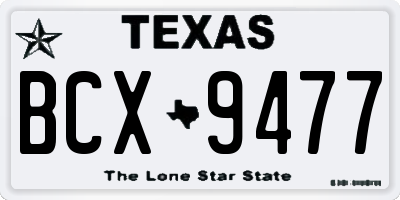 TX license plate BCX9477