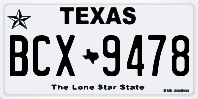 TX license plate BCX9478