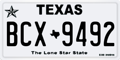 TX license plate BCX9492