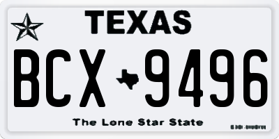 TX license plate BCX9496