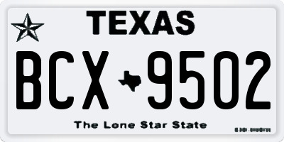 TX license plate BCX9502