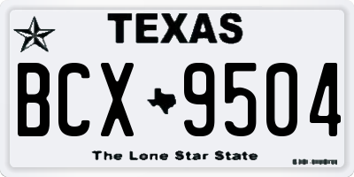 TX license plate BCX9504