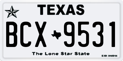 TX license plate BCX9531