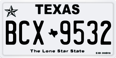 TX license plate BCX9532