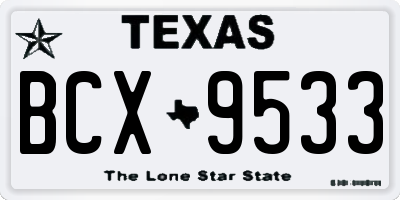 TX license plate BCX9533