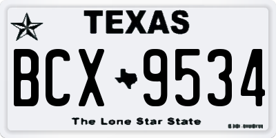 TX license plate BCX9534