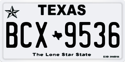 TX license plate BCX9536