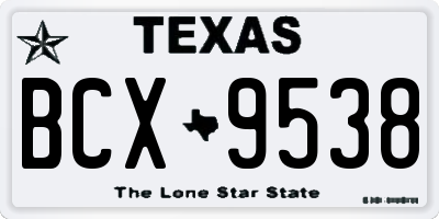 TX license plate BCX9538