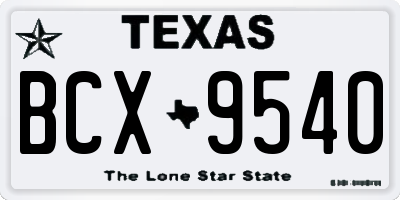 TX license plate BCX9540