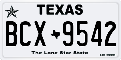 TX license plate BCX9542