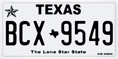 TX license plate BCX9549