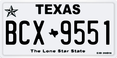 TX license plate BCX9551