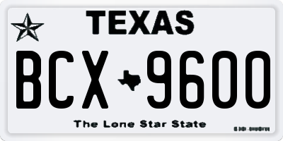 TX license plate BCX9600