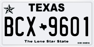 TX license plate BCX9601