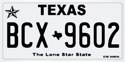 TX license plate BCX9602