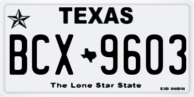TX license plate BCX9603