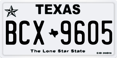 TX license plate BCX9605