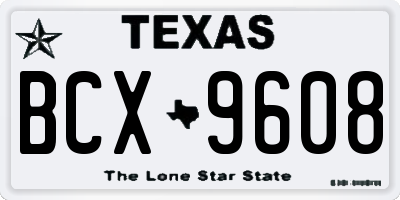 TX license plate BCX9608