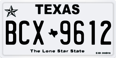TX license plate BCX9612