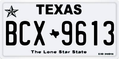 TX license plate BCX9613