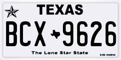 TX license plate BCX9626