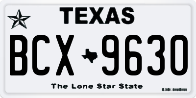 TX license plate BCX9630